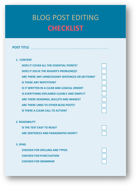 Free Blog Post Editing Checklist Download