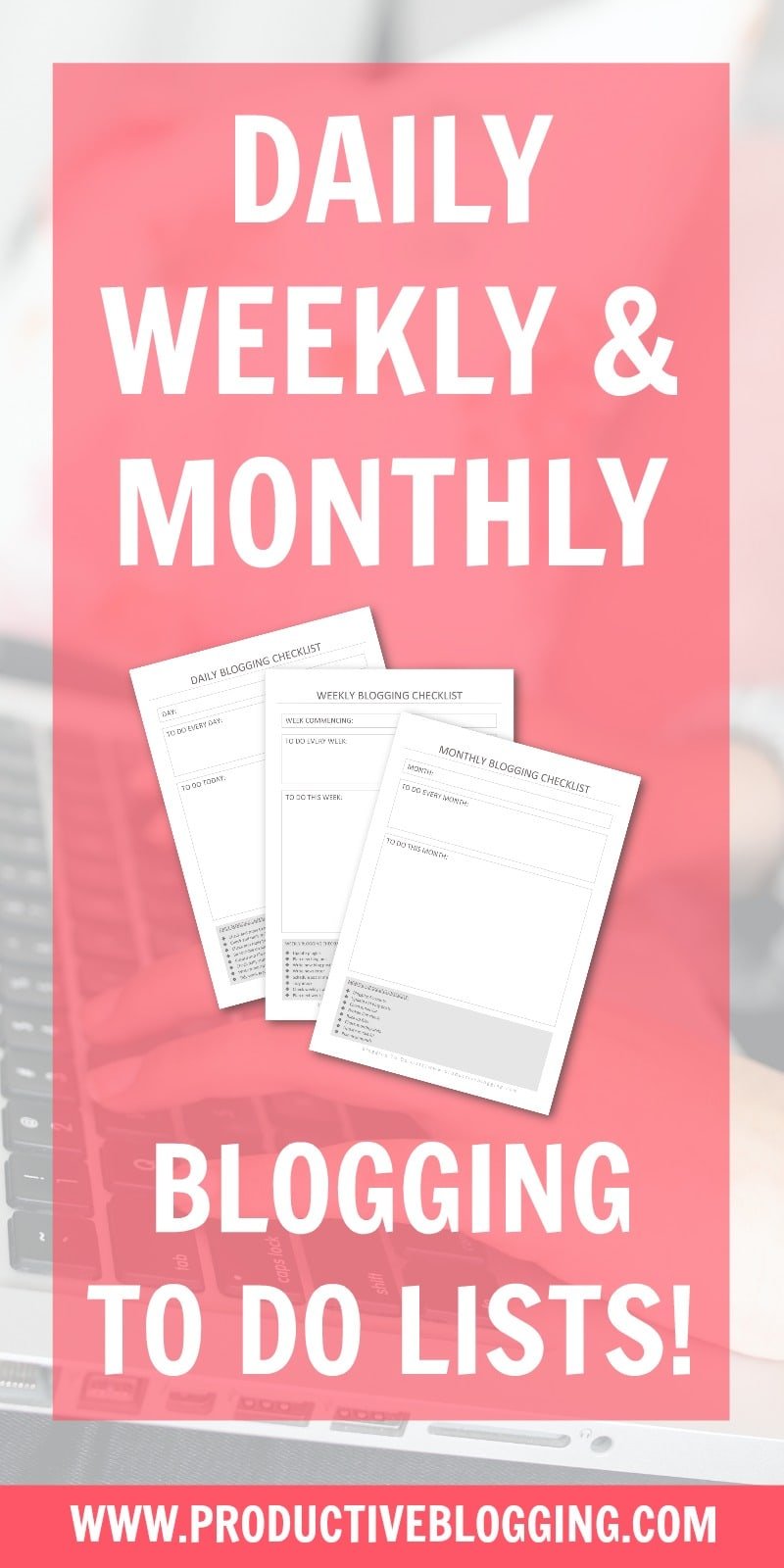 Blogging is a whole lot more than writing posts! How do you keep on top of all the tasks? Steal my daily, weekly and monthly blogging checklists to help you stay on track! #bloggingtodolist #bloggingtodolists #bloggingchecklist #bloggingchecklists #todolist #checklist #blogging #bloggers #bloggerofIG #instabloggers #bloggingtips #blogginghacks #productivity #productivitytips #productivityhacks #solopreneur #productiveblogging #productivebloggingcommunity